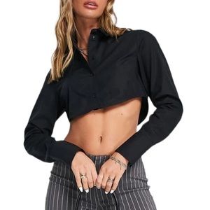 TOPSHOP cropped button down poplin